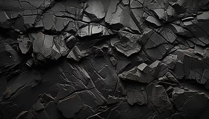 Selbstklebende Fototapeten Abstract black background, rough textured coal stone construction industry generated by AI © Gstudio