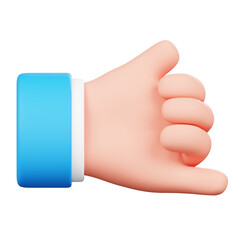 Call me up hand isolated. Human hand gesture cartoon icon. 3D Illustration.