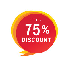 75 percent discount speech bubble icon design. Banner discount promotion for advertising, business. Modern vector design template.