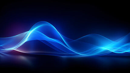 Abstract blue wave with a smooth flow and glowing particles, conveying a sense of calm and innovation