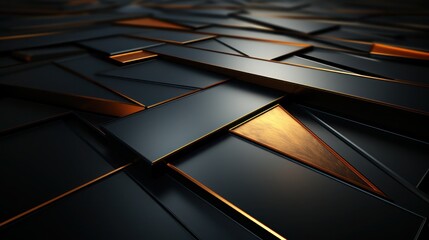 a black and gold abstract background with a lot of small squares - obrazy, fototapety, plakaty