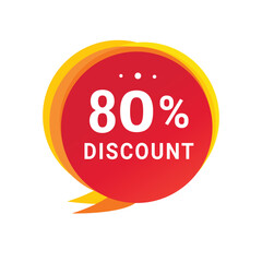 80 percent discount speech bubble icon design. Banner discount promotion for advertising, business. Modern vector design template.