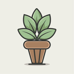 Cute plant illustration in flat style. Plant vector illustration.