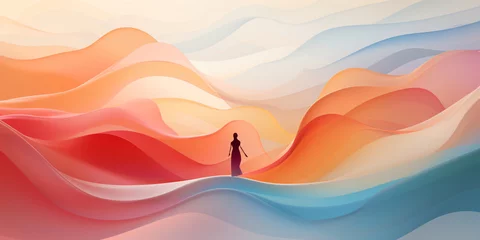 Foto op Plexiglas abstract landscape with calming wellness rhythm - emotional balance © Riverland Studio