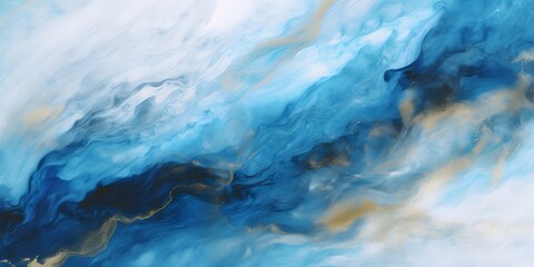 Fototapeta na wymiar Closeup of abstract rough blue white gold art painting texture