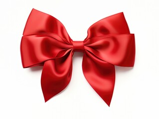 A red satin bow isolated on white background
