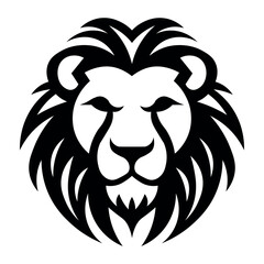 Lion head black logo on white background