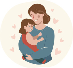 Mother and Daughter Vector Happy Mother's Day illustration