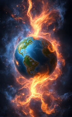 Obraz na płótnie Canvas earth on fire