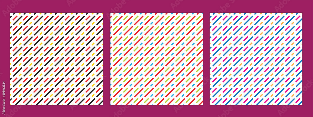 Poster abstract seamless set of diagonal coloring line pattern vector perfect for banner poster.