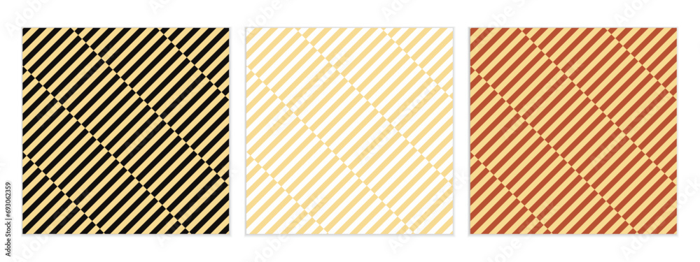 Aufkleber abstract seamless set of cream diagonal illusion line pattern vector perfect for banner poster.