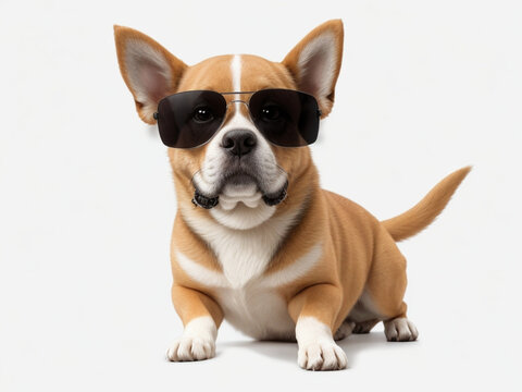 Chihuahua dog wearing cool sunglasses for summer travel on transparent background PNG ai image 