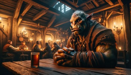 Orc sitting in a tavern