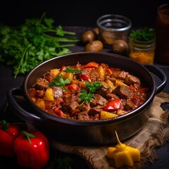 Goulash: Hungarian Meat and Vegetable Stew with Paprika and Spices