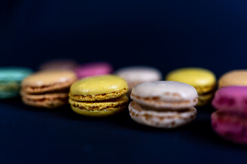 colorful elegant Macaroons on colorful background 