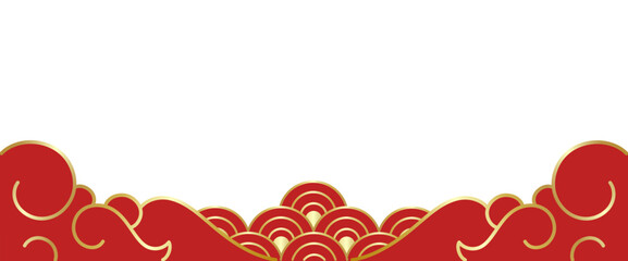 background chinese new year banner vector pattern dragon scales and cloud - obrazy, fototapety, plakaty