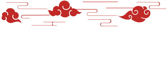 chinese cloud wind vector red pattern with transparant background - obrazy, fototapety, plakaty