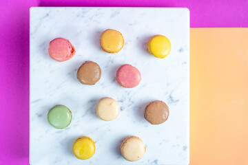 colorful elegant Macaroons on colorful background 
