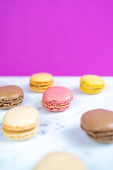 colorful elegant Macaroons on colorful background 