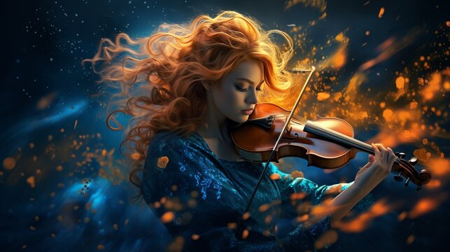 Captivating close up of talented female violinist, highlighting instrument details and emotion
