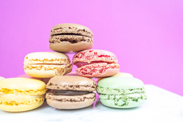 colorful elegant Macaroons on colorful background 