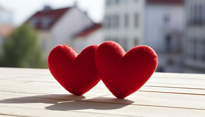 Love and romance symbolized in heart shaped wood generated by AI