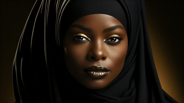 Portrait Of A Black Woman In Front Of A Black Background