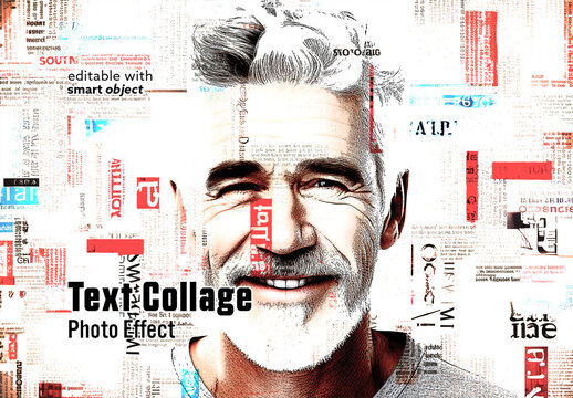 Text Collage Effect. Backrounds are AI Generated