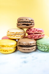 colorful elegant Macaroons on colorful background 