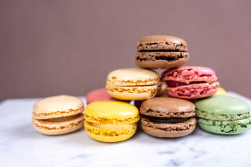 colorful elegant Macaroons on colorful background 