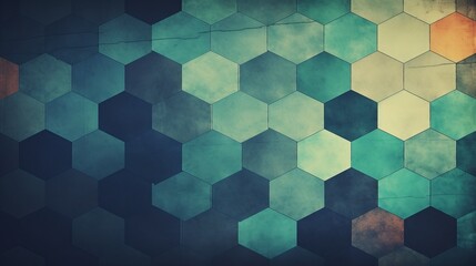 Geometric abstract background with hexagonal elements in cool tones of blue and purple