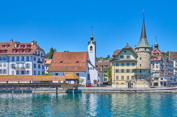 Naklejka premium Lucerne, a medieval city on the lake