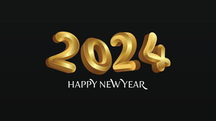 Happy New Year 2024. Gold Numbers for calendar cover purposes. Posters, Banners, Social Media, Greeting or Other Design Assets. Vector illustration