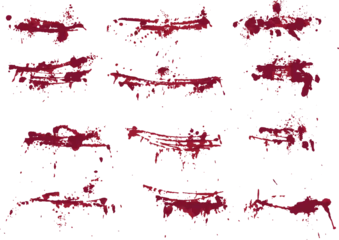 Fotobehang Red ink blood splatter collection. red blood ink splat background set. Blood paint splatter set © bdvect1 