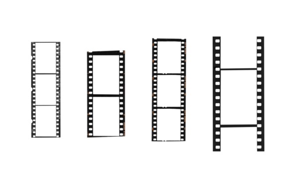 vintage filmstrip roll frame on transparent background