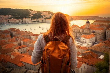 Fototapeta na wymiar Golden Hour Wanderlust: Dubrovnik's Old Town Delight
