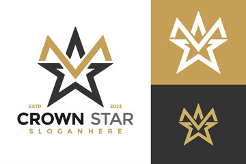 Letter M Crown Star Logo design vector symbol icon illustration - obrazy, fototapety, plakaty