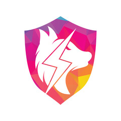 Thunder wolf logo design. Power, Wild animal and Energy logo concept icon vector.