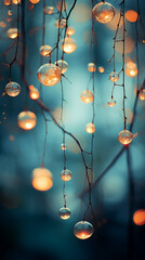 Shallow Depth of Field Focusing on Illuminated Orbs with Cozy Bokeh Background - Magical Decor - Holiday Season Warmth