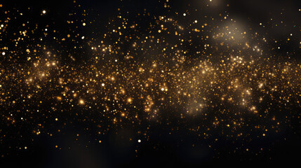 Festive horizontal Christmas and New Year background with gold glitter of stars