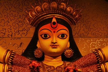 Idol of Hindu Goddess Durga during Bengal's Durga Puja festival 