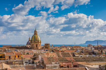 Skyline of Palermo city seen from the rooftops, Italy - 693078187