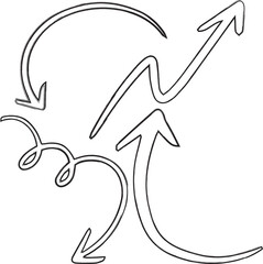 Set of pointer arrow drawing shows direction.