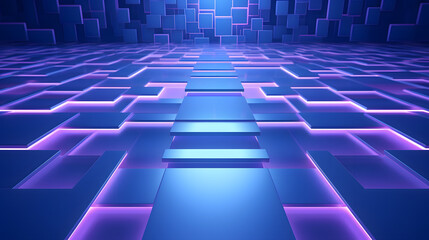 3d rendering of purple and blue abstract geometric background. Scene for advertising, technology,...