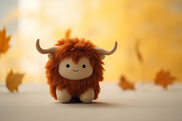 minimalist cute Bison doll with falling in love