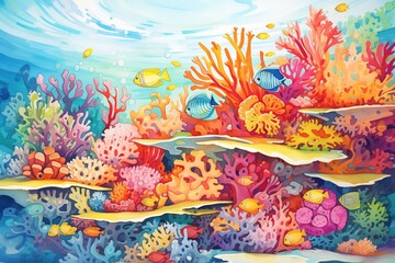 Obraz na płótnie Canvas a colorful coral reef seen through clear water