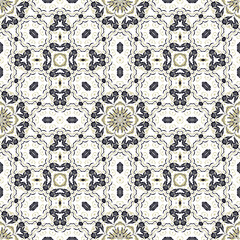 Pastel mosaic ornamental seamless vector pattern, on white background