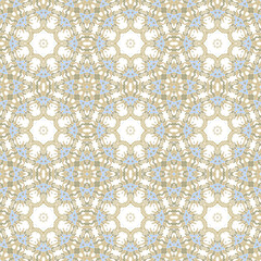 Golden -beige  seleste ornamental seamless vector pattern, on white background