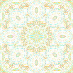 Golden -beige ornamental seamless vector pattern, on white background