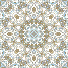 Golden -beige ornamental seamless vector pattern, on white background